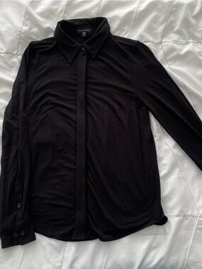 Universal Standard Black Button-Front Long Sleeve Shirt